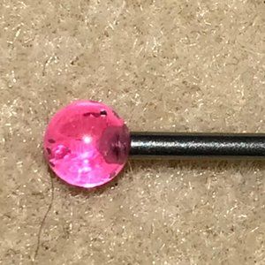 14 Gauge Pink Clear and Silver Glitter Design Tongue Ring